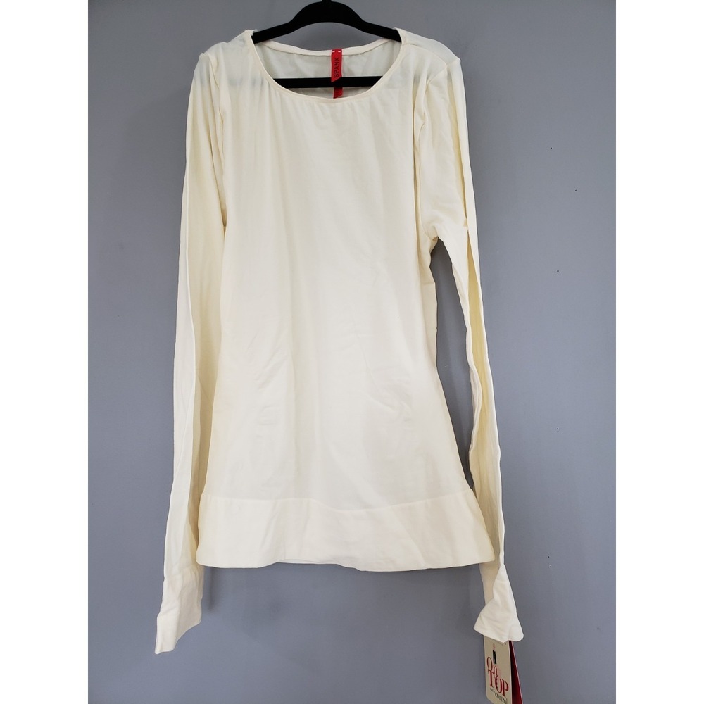 NEW LARGE SPANX Vanilla Beige Classic Long Sleeve Crew Tee T Shirt 977